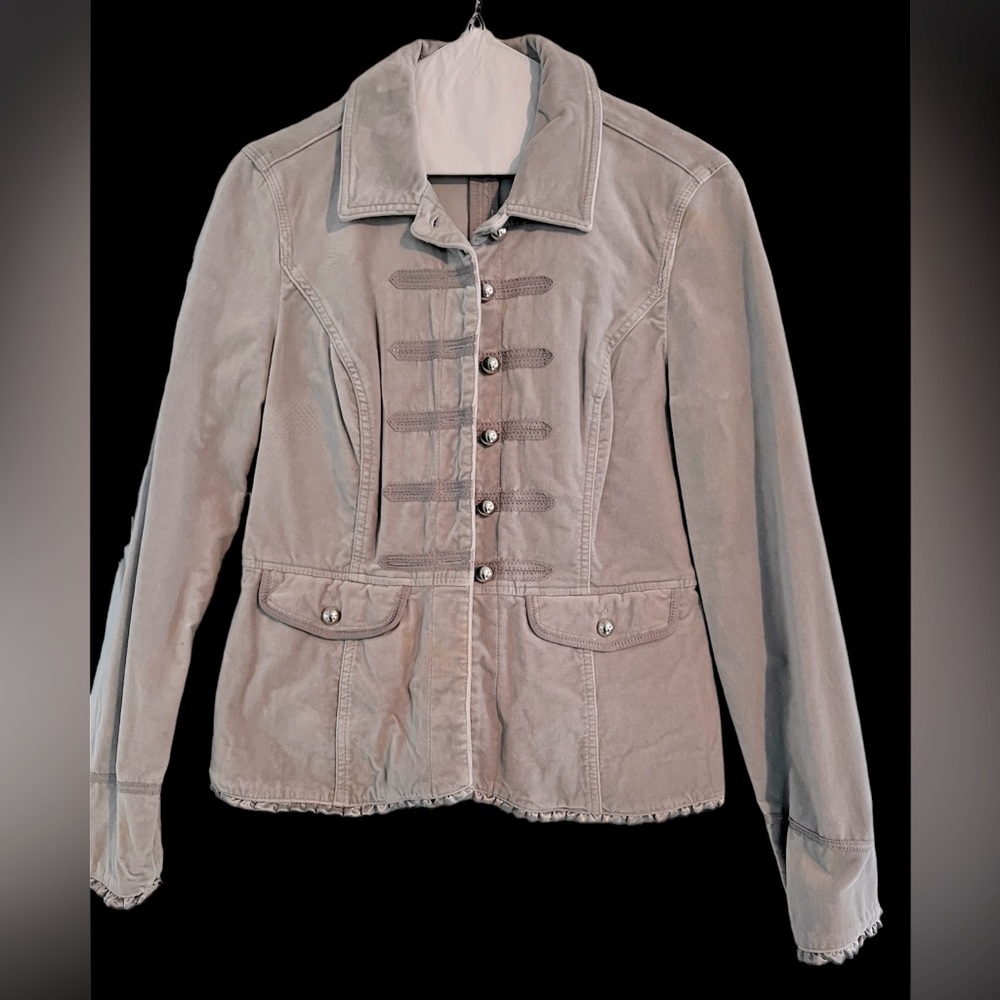 White House black market grey suede military style jacket